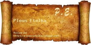 Pless Etelka névjegykártya